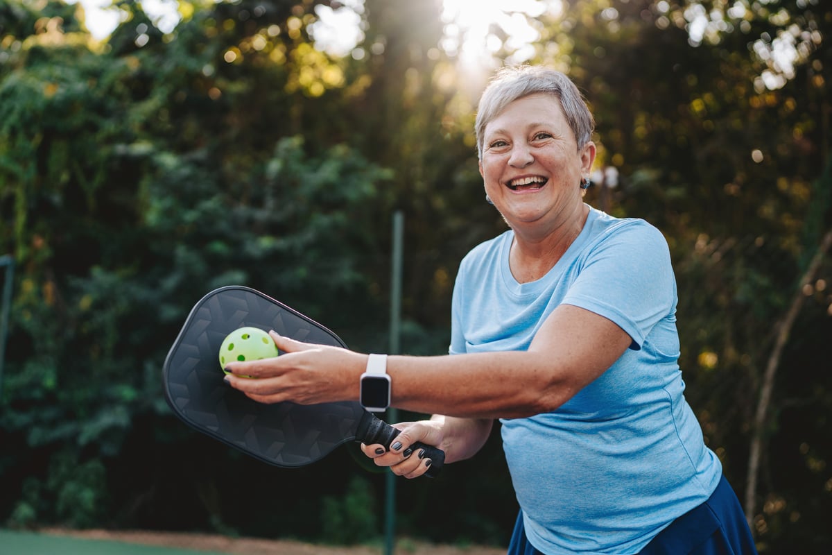 Woman playing pickle ball